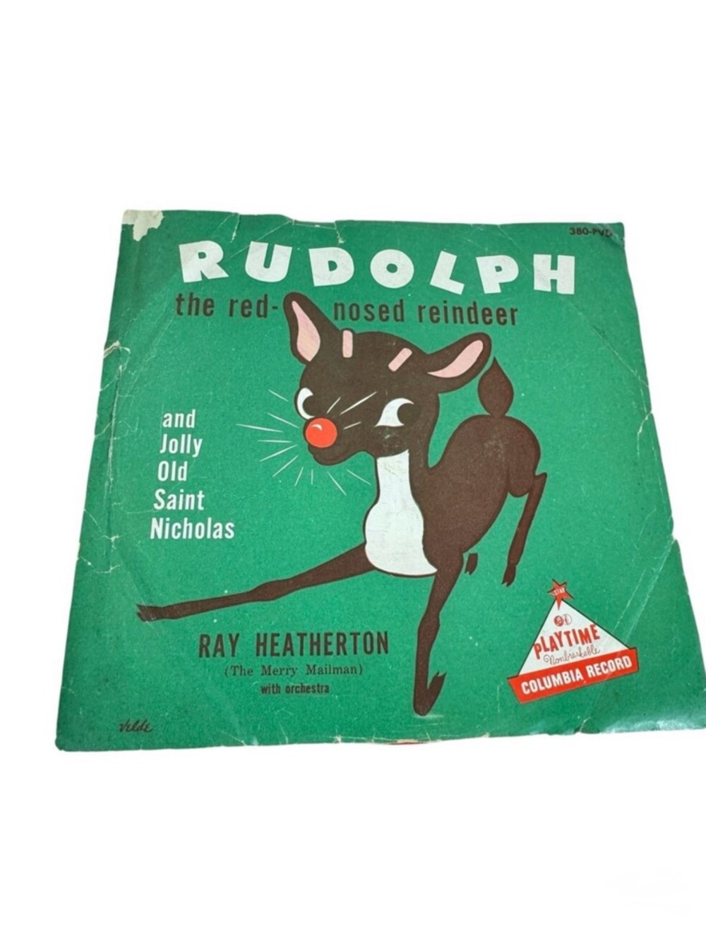Vintage Columbia Record Playtime Rudolph Jolly Old Saint Nicholas Unbreakable